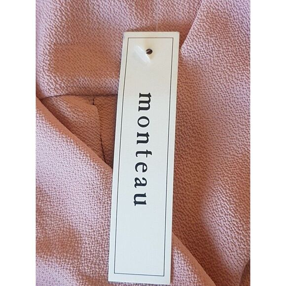 Monteau Womens Surplice Blouse Pink Tied V Neckline Barbie Core Size Small NWT - Picture 9 of 12